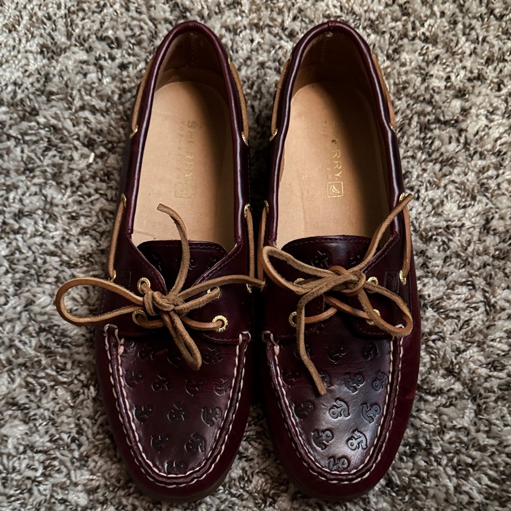 Sperry Women's Dark Red Leather Moccasins